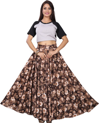 JYESHTA Printed Women Flared Brown Skirt