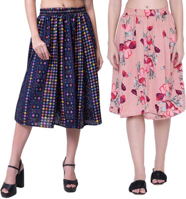 Mannat Diva Printed Women A-line Multicolor Skirt