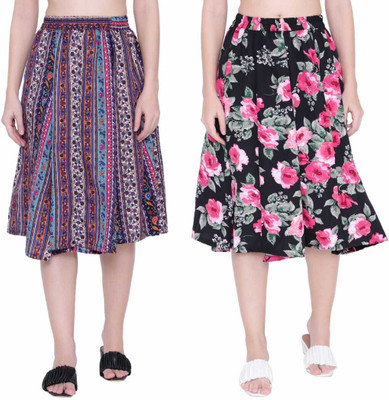 Mannat Diva Printed Women A-line Multicolor Skirt