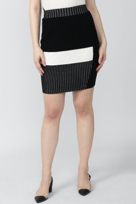 VAN HEUSEN Colorblock Women Regular Black Skirt