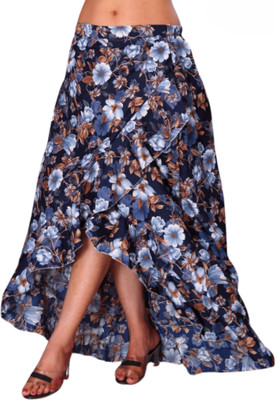 JYESHTA Printed Women Flared Blue Skirt