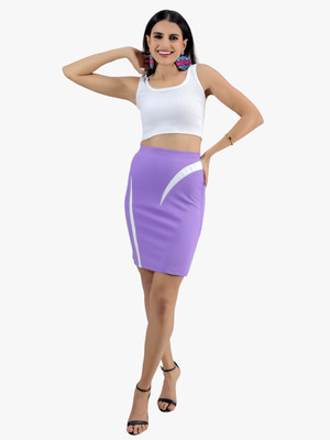 SWISHIN Solid Women Straight Purple Skirt