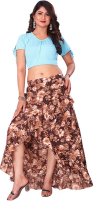 JYESHTA Printed Women Flared Brown Skirt