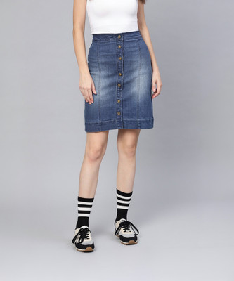 SASSAFRAS Washed Women Regular Blue Skirt