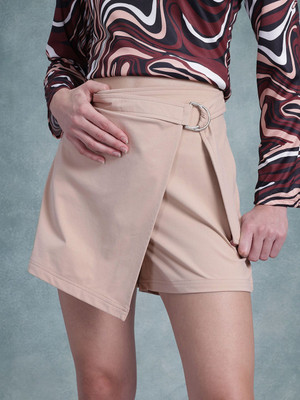 Roadster Solid Women Skorts Beige Skirt