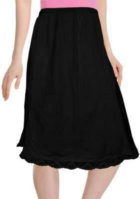 HAPPILO CREATIONS Solid Women A-line Black Skirt