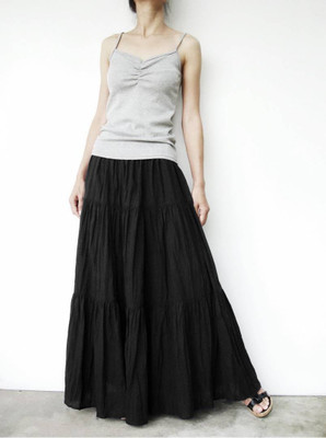 Mrfabricse Solid Women Regular Black Skirt