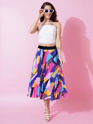 Raiyani Enterprise Printed Women Pleated Multicolor Skirt