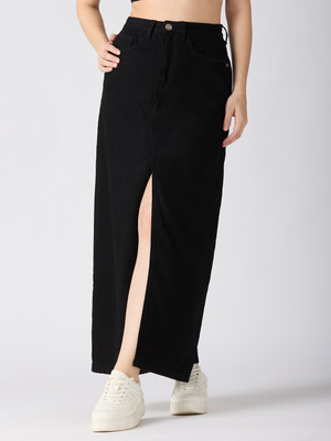 Globus Solid Women Straight Black Skirt