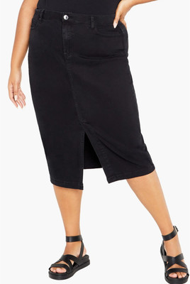 Achyutaya Fashion Solid Women Straight Black Skirt