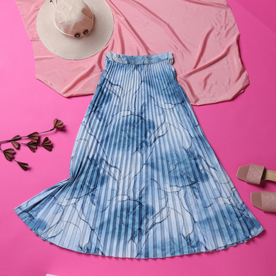 LookShine Printed Women A-line Light Blue Skirt