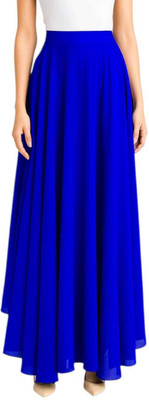 SIDRAQWEEN Solid Women Flared Blue Skirt