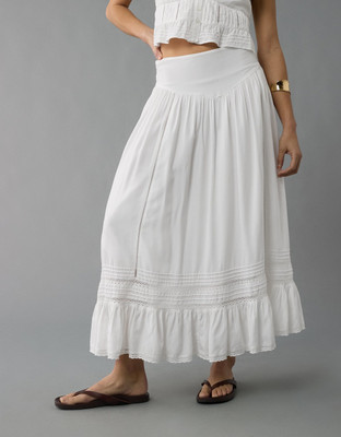 American Eagle Solid Women Regular White Skirt