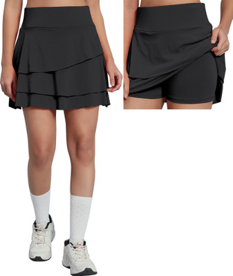 Mehrang Solid Women Skorts Black Skirt