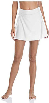 Rzlecort Solid Women Straight White Skirt