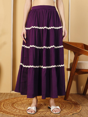 LookShine Printed Women Flared Purple Skirt