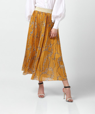 STYLESTONE Abstract Women A-line Yellow Skirt