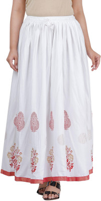 kurtiskirts Solid Women A-line White Skirt