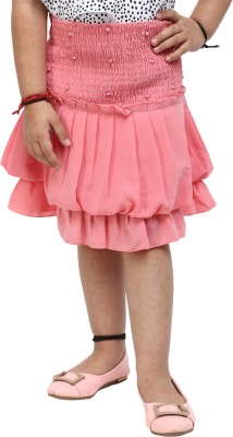 V-MART Self Design Girls Regular Pink, Pink Skirt