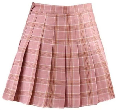 ATF Self Design Women Pleated Pink Skirt
