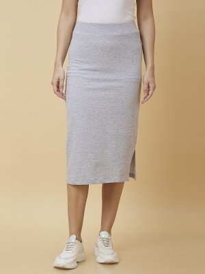 Being Human Solid Women A-line Grey Skirt