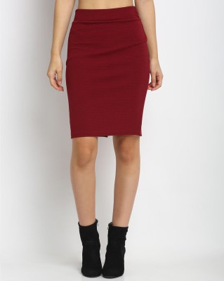 Desi Style Self Design Women Pencil Maroon Skirt