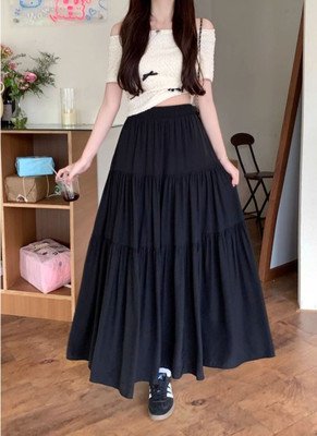 GLP Solid Women Flared Black Skirt