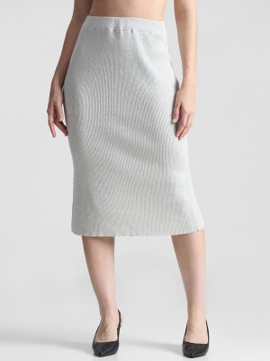 ONLY Solid Women Pencil White Skirt