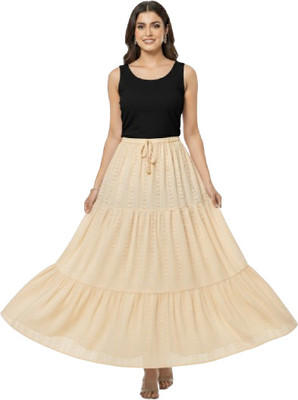 KAISH Solid Women Regular Beige Skirt
