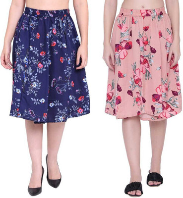 Manat Diva Floral Print Women Flared Multicolor Skirt