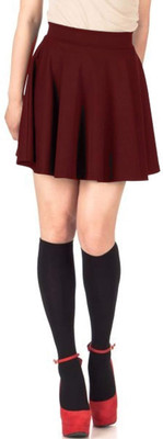 CuisineX Solid Women Flared Maroon Skirt