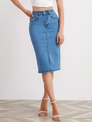 dolsia Solid Women Regular Blue Skirt