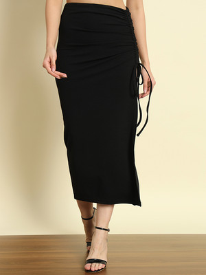 METRONAUT Solid Women Regular Black Skirt