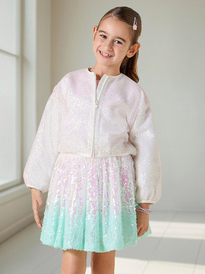 JUNIORS by Babyshop Embellished Girls Pleated Green Skirt