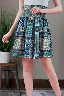 Dressberry Printed Women Regular Green Skirt