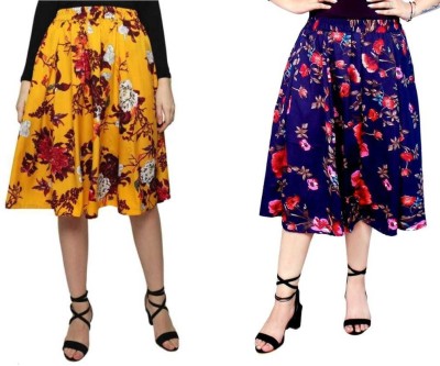 Mannat Diva Floral Print Women Flared Multicolor Skirt