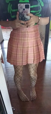 ATF Checkered Women Pleated Pink Skirt