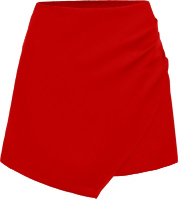 Rajovati Solid Women Red Beach Shorts