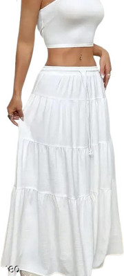 KAISH Solid Women Regular White Skirt