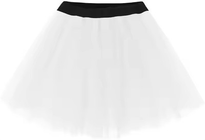 Alisha Moda Solid Girls Regular White Skirt