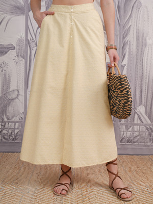 Vishudh Self Design Women Gathered Beige Skirt