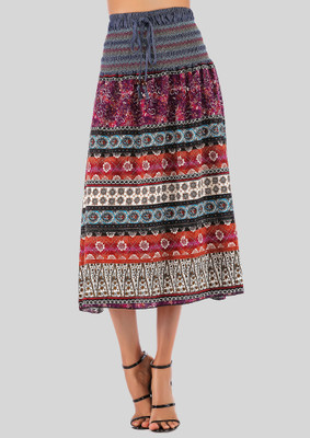 LULU & SKY Geometric Print Women A-line Red Skirt