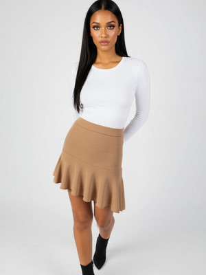 Glitchez Self Design Women A-line Brown Skirt