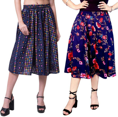Mannat Diva Printed Women A-line Multicolor Skirt