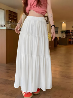 GSFASHIONCRAFT Solid Women Flared White Skirt
