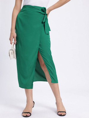 Glitchez Solid Women A-line Green Skirt