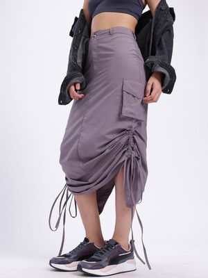 Glitchez Solid Women A-line Brown Skirt