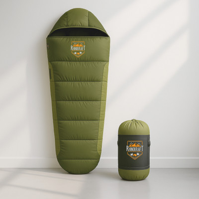 RHINOKraft Mummy Shape | Army 0 Degree | Detachable Liner |2.65 Kg Sleeping Bag(Green)