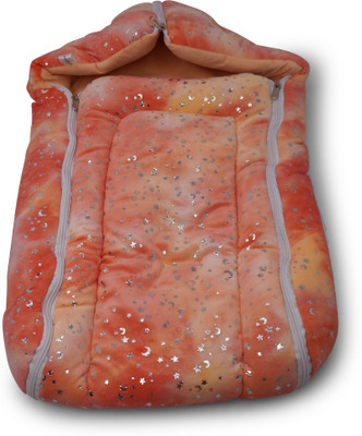 safe n cute Velvet Baby Carry Bed for New Born Babies & Infants 0-6 Months 2 in 1 Sleeping Bag(Orange)