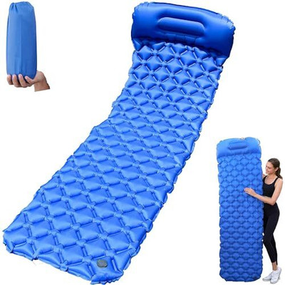 Hacer Inflatable Sleeping Pad Multipurpose Foldable with Pillow for Camping Sleeping Bag